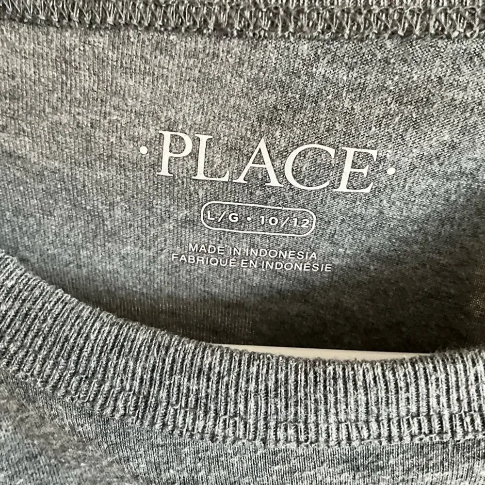 Children’s Place Gray “HUSTLE” long sleeve shirt size L 10/12